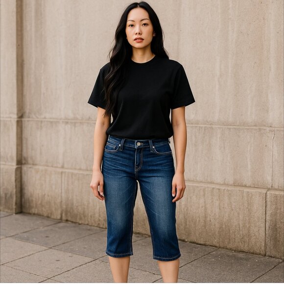 Amazing Mi Cropped Jeans Lace Up Back Size 11 - Picture 2 of 10